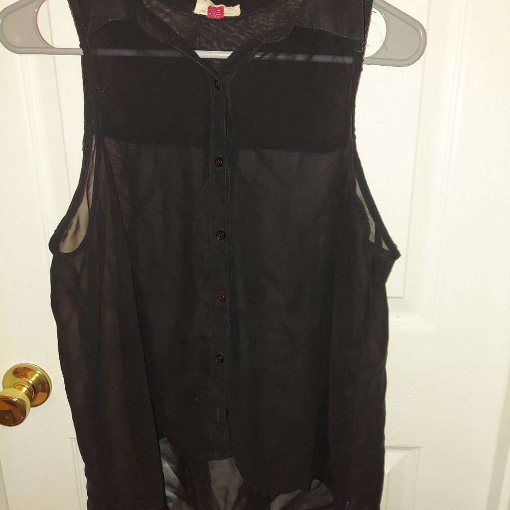 Sheer black button down